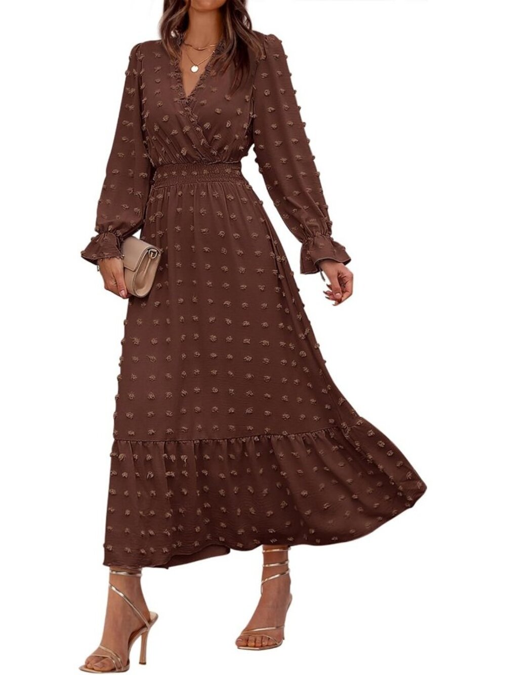 Chic Fall Maxi Dress for Women | Swiss Dots Wedding Guest Outfit 2026